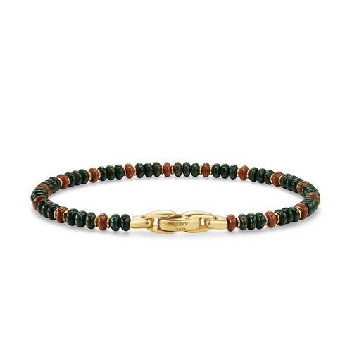 Spiritual Beads Bracelet in 18K Yellow Gold with Bloodstone and Red Jasper, Size Small - Image 2