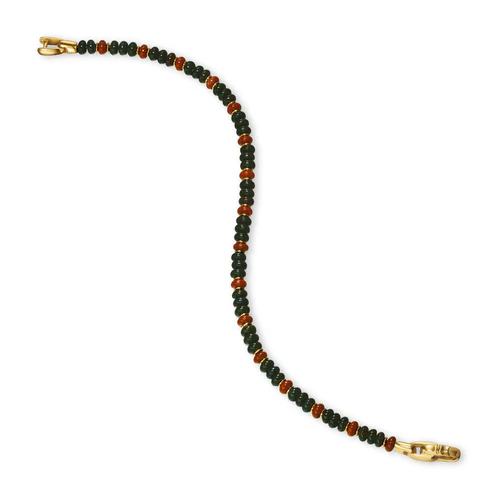 Spiritual Beads Bracelet in 18K Yellow Gold with Bloodstone and Red Jasper, Size Small - Image 4