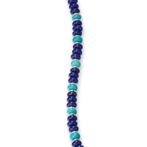 Spiritual Beads Bracelet in 18K Yellow Gold with Lapis and Turquoise, Size Medium - Image 5