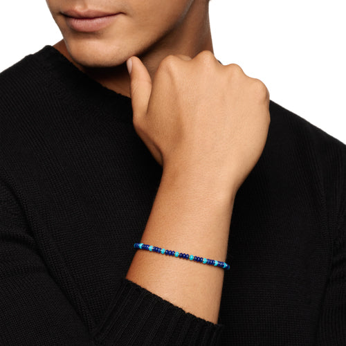 Spiritual Beads Bracelet in 18K Yellow Gold with Lapis and Turquoise, Size Medium - Image 6