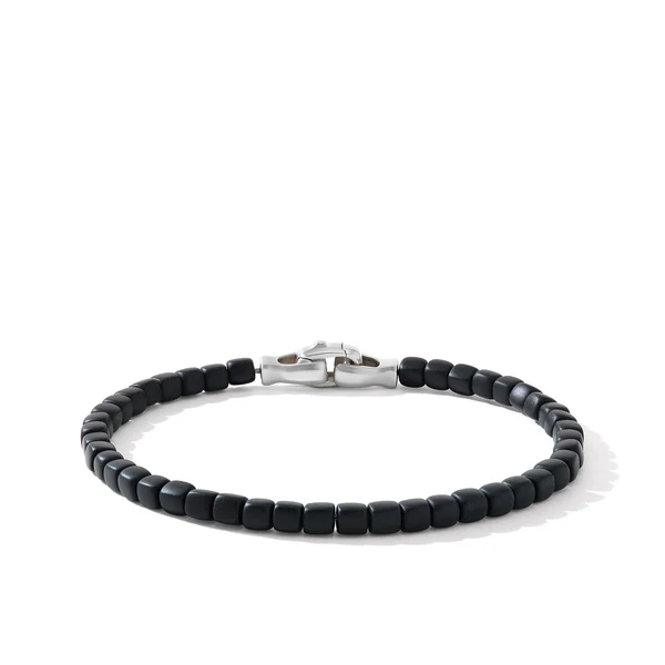 Spiritual Beads Cushion Bracelet with Black Onyx, Size Large