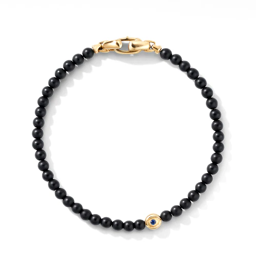 Spiritual Beads Evil Eye Bracelet with Black Onyx, Sapphires and 18K Yellow Gold - Image 2