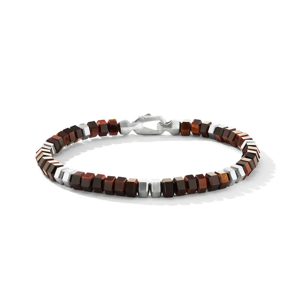 Spiritual Beads Hex Bracelet with Red Tiger's Eye, Size Medium