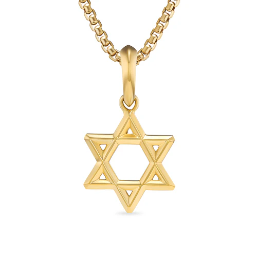Star of David Pendant in 18K Yellow Gold, 19mm