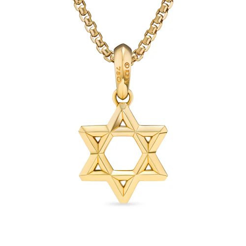 Star of David Pendant in 18K Yellow Gold with Diamonds, 19mm - Image 3