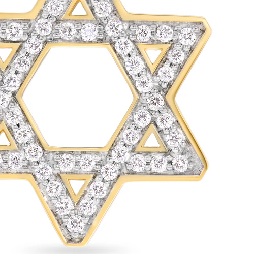 Star of David Pendant in 18K Yellow Gold with Diamonds, 19mm - Image 4