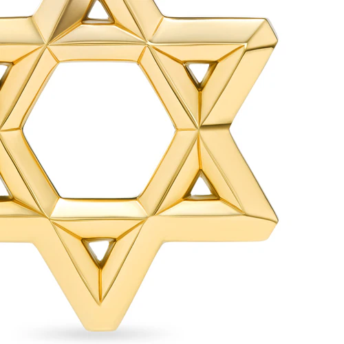 Star of David Pendant in 18K Yellow Gold with Diamonds, 19mm - Image 5