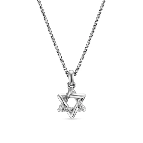 Star of David Pendant Necklace in Sterling Silver with Diamonds, 9.6mm - Image 2