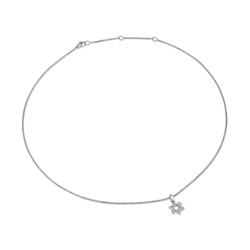 Star of David Pendant Necklace in Sterling Silver with Diamonds, 9.6mm - Image 3