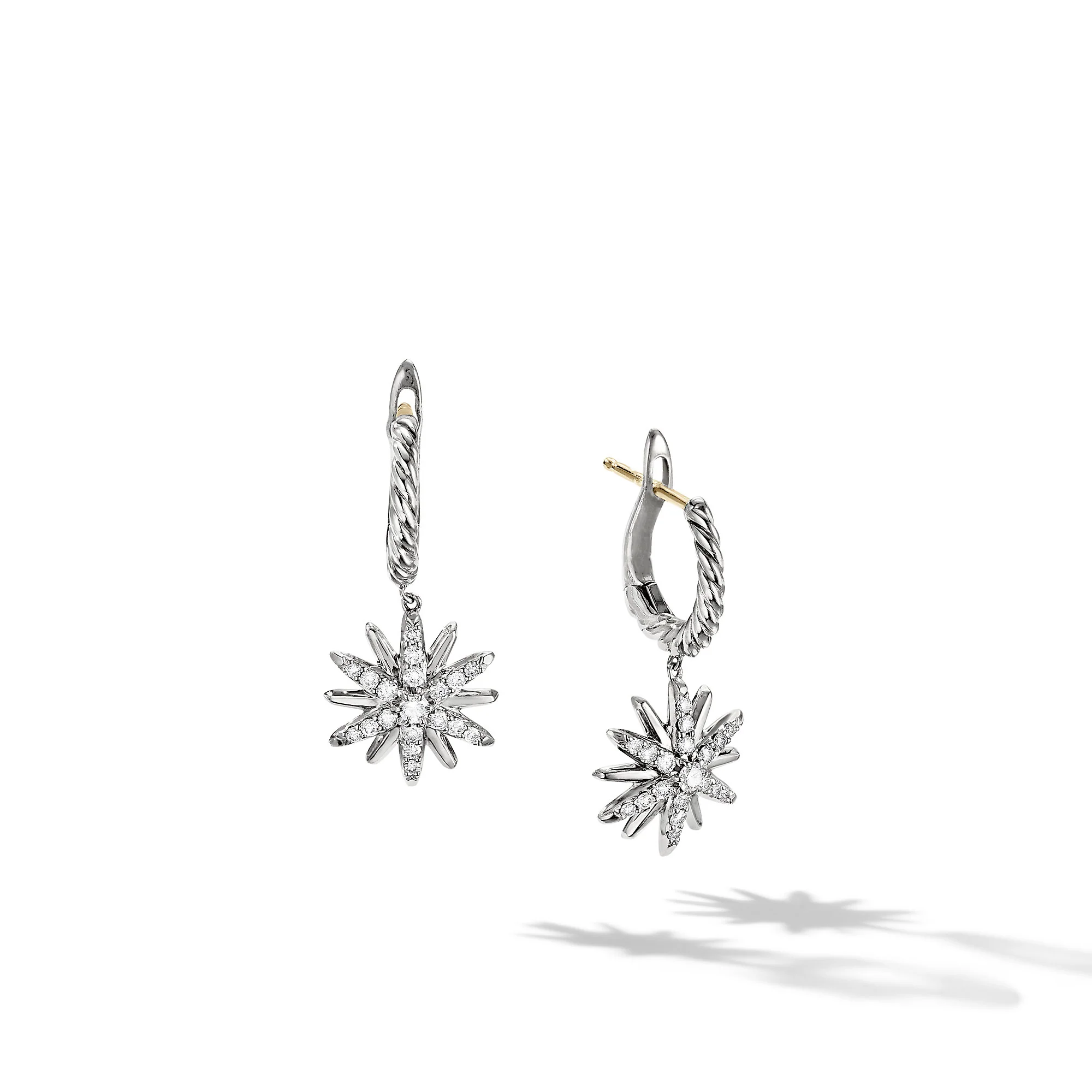 Starburst Drop Earrings with Pavé Diamonds