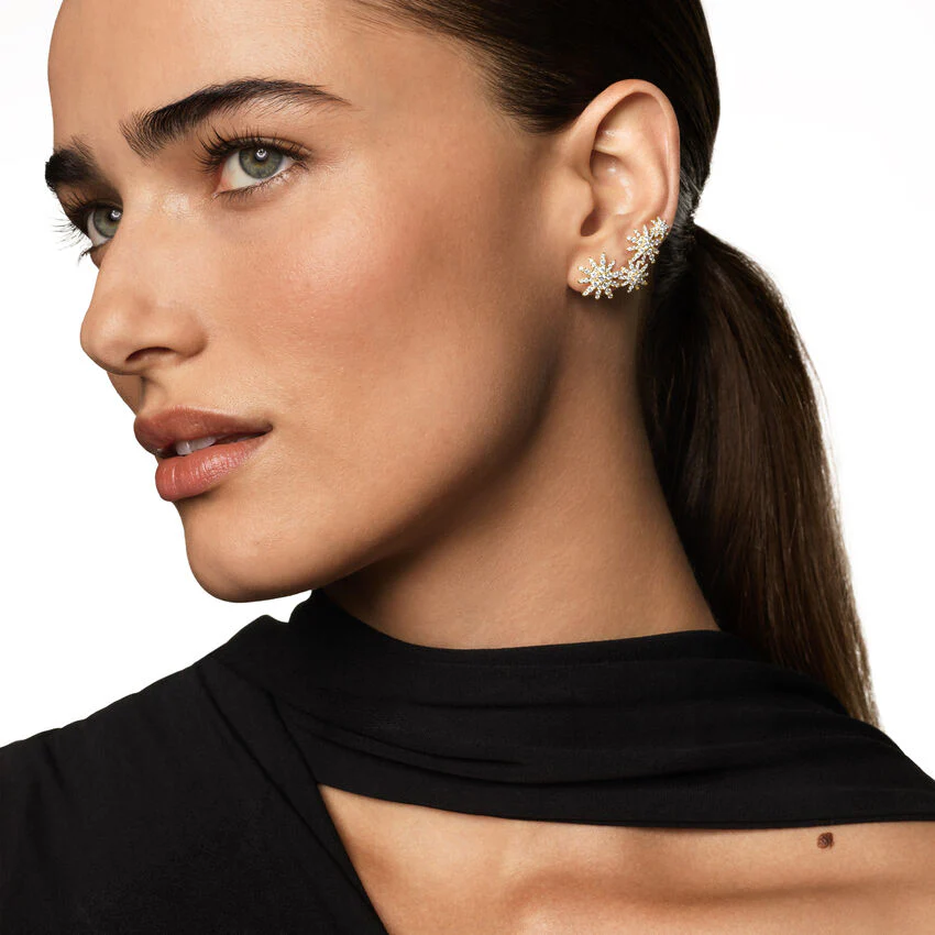 Starburst Full Pavé Climber Earrings in 18K Yellow Gold with Diamonds, 26.9mm - Image 4