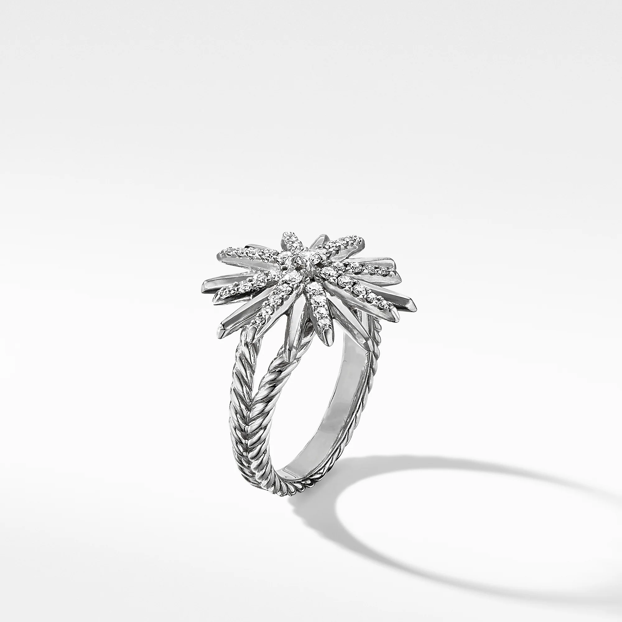 Starburst Station Ring with Pavé Diamonds, Size 6 - Image 3