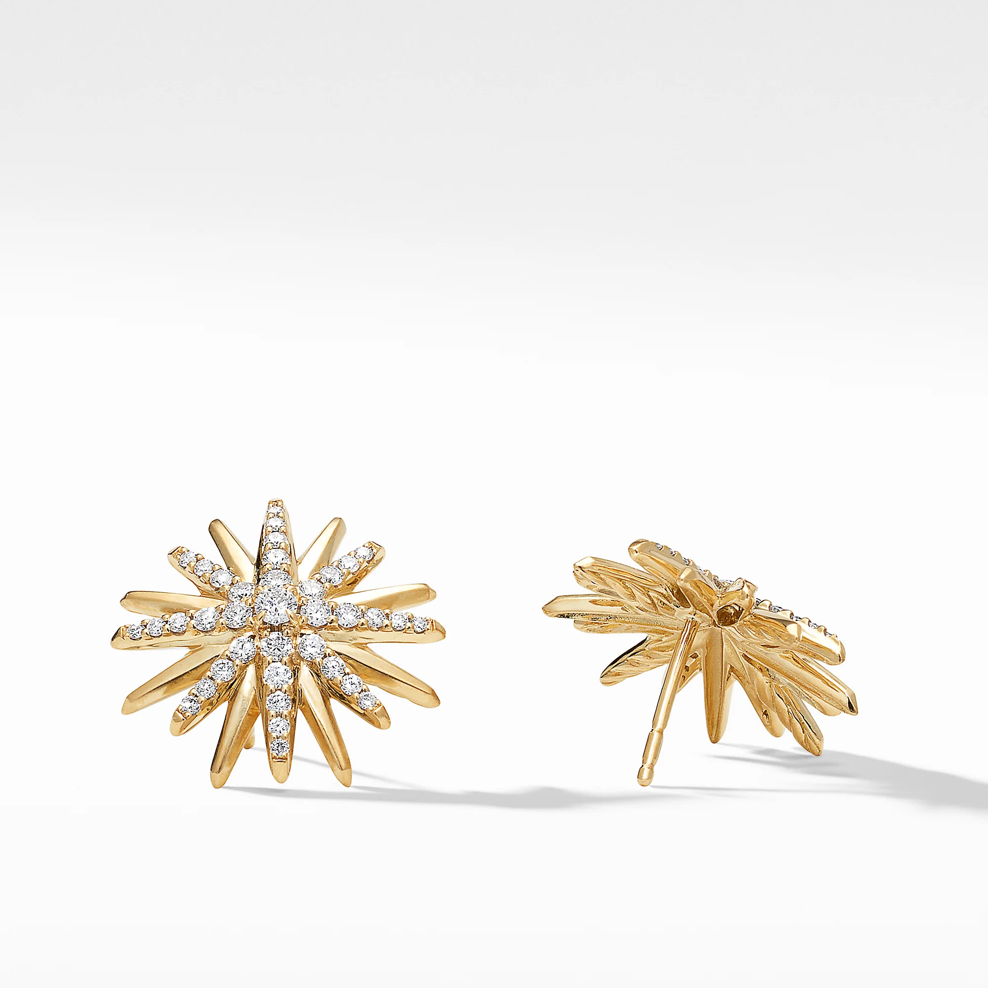 Starburst Stud Earrings in 18K Yellow Gold with Pavé Diamonds - Image 2