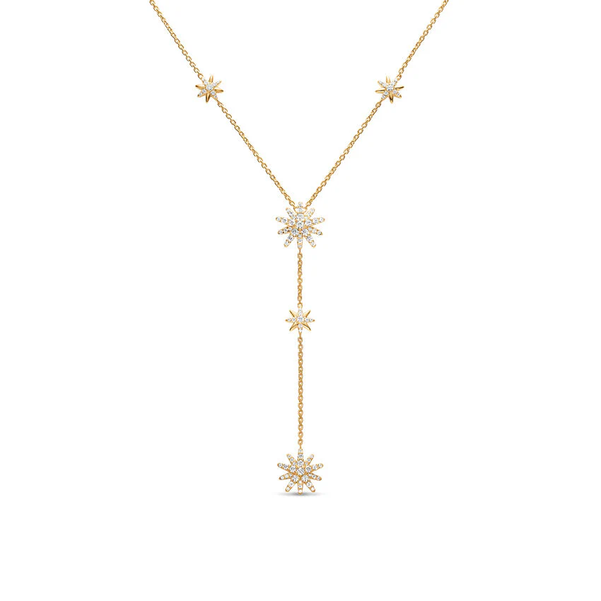 Starburst Y Necklace in 18K Yellow Gold with Diamonds, 76.7mm
