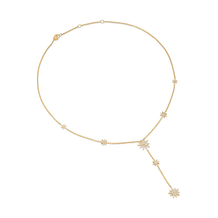 Starburst Y Necklace in 18K Yellow Gold with Diamonds, 76.7mm - Image 2