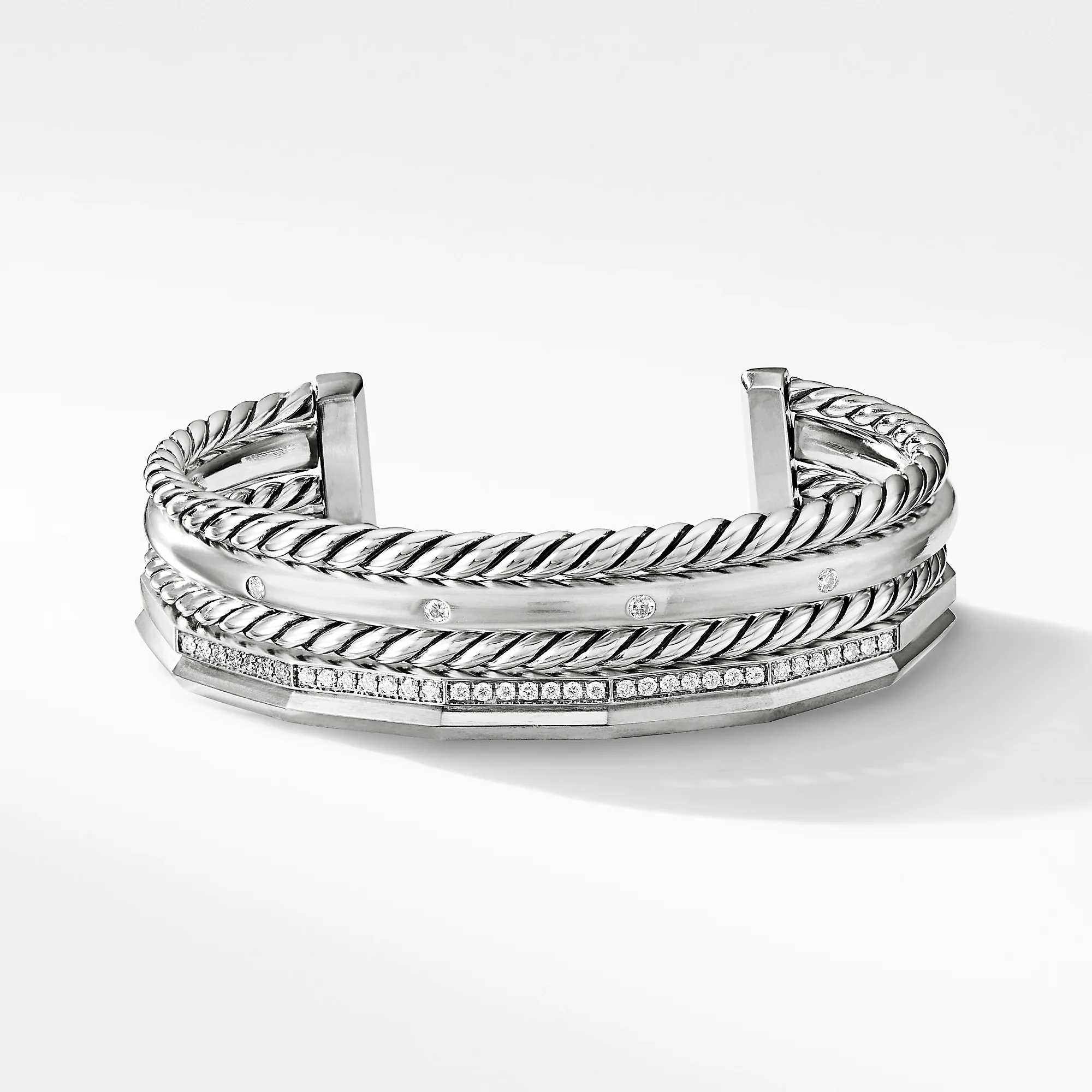 Stax Narrow Cuff Bracelet with Diamonds, Size Medium - Image 2