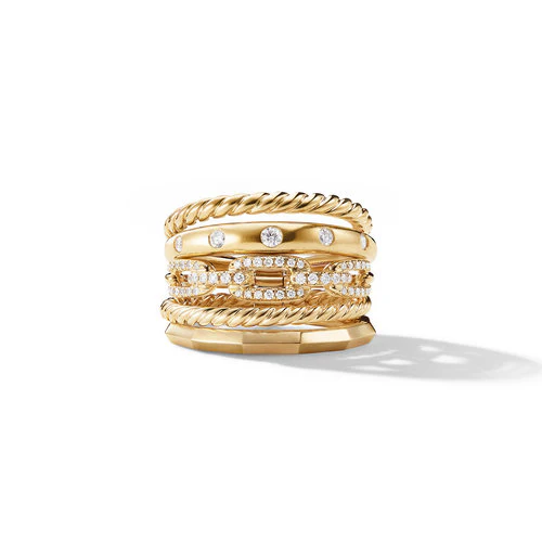 Stax Wide Ring with Diamonds in 18K Gold - Image 2