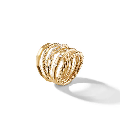 Stax Wide Ring with Diamonds in 18K Gold - Image 3