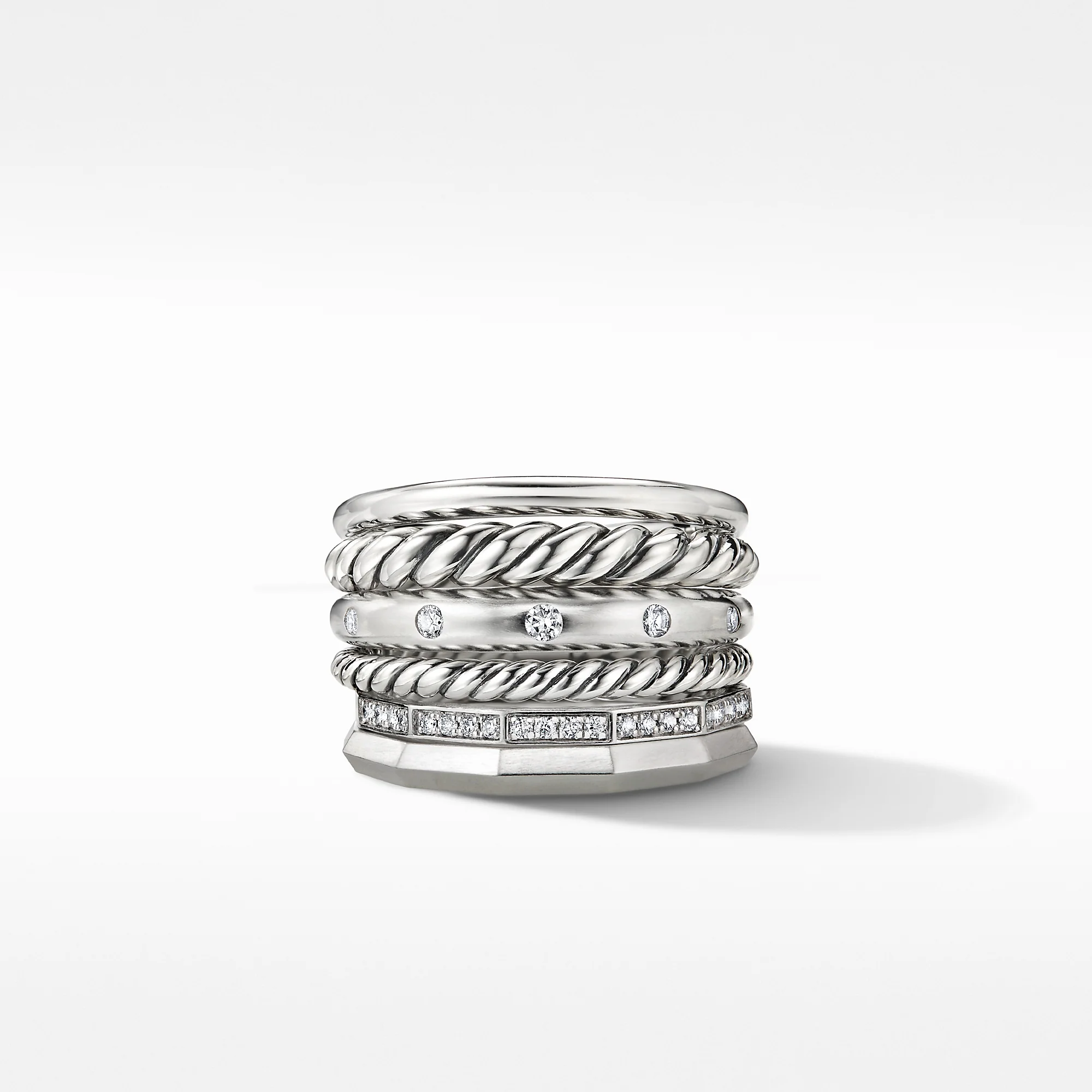 Stax Wide Ring with Diamonds, Size 8 - Image 3