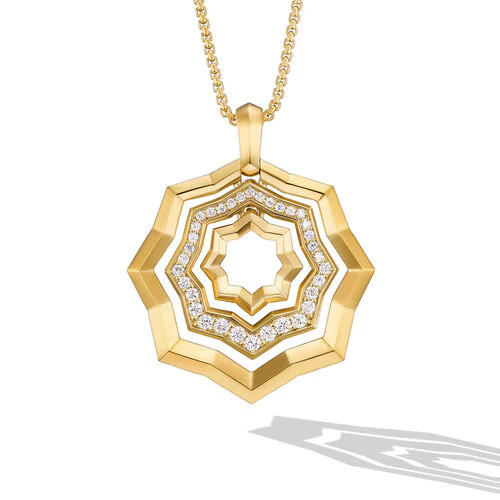 Stax Zig Zag Pendant Necklace in 18K Yellow Gold with Diamonds