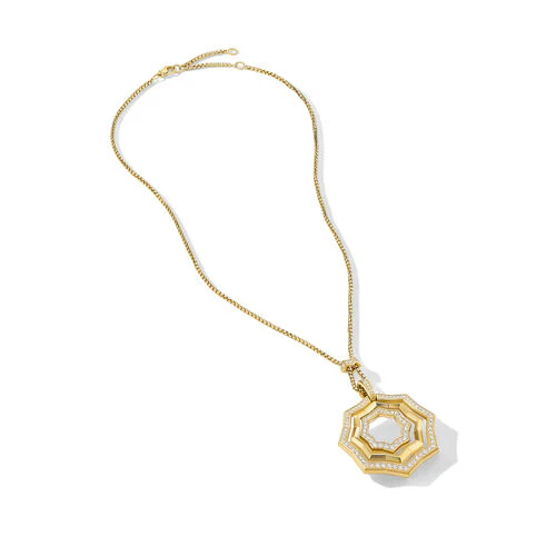 Stax Zig Zag Pendant Necklace in 18K Yellow Gold with Diamonds, 18" - Image 2