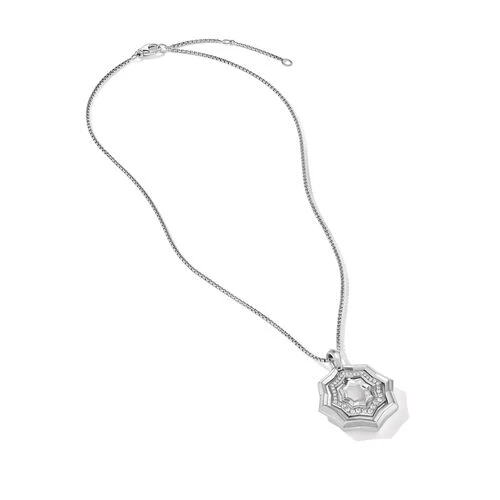 Stax Zig Zag Pendant Necklace in Sterling Silver with Diamonds, 28mm - Image 2