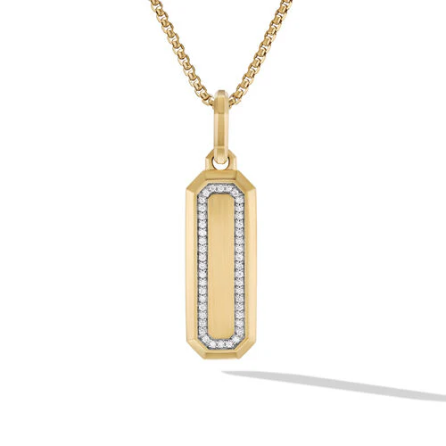 Streamline Amulet in 18K Yellow Gold with Pavé Diamonds
