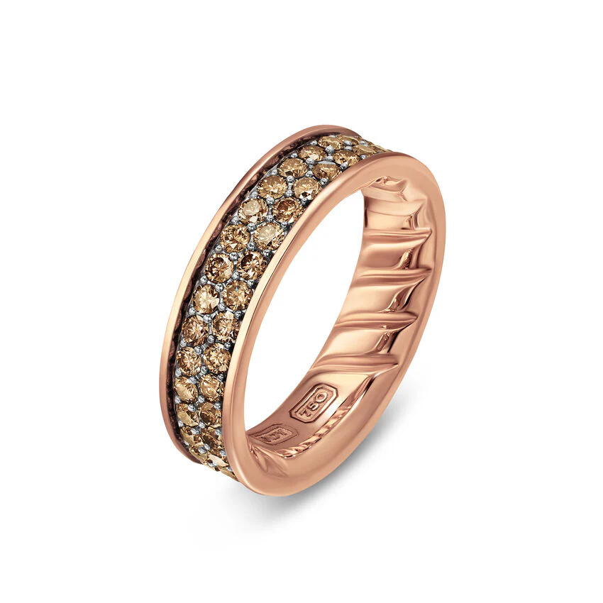 Streamline Band in 18K Rose Gold with Cognac Diamonds, 6.2mm, Size 9 - Image 2