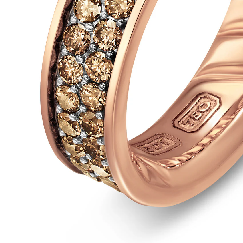 Streamline Band in 18K Rose Gold with Cognac Diamonds, 6.2mm, Size 9 - Image 3