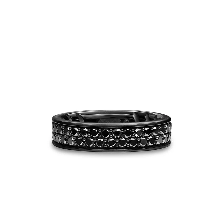 Streamline Band in Black Titanium with Black Diamonds, 6.2mm, Size 9