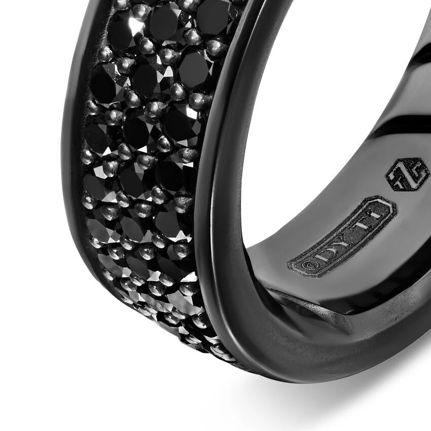 Streamline Band in Black Titanium with Black Diamonds, 7.6mm, Size 10 - Image 2