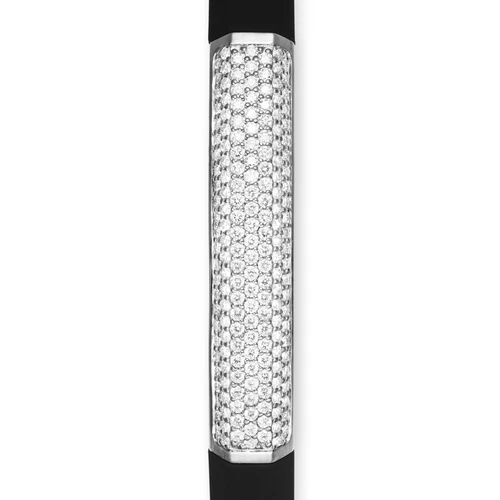 Streamline Black Rubber Bracelet with Sterling Silver and Diamonds, 8mm, Size Medium - Image 4