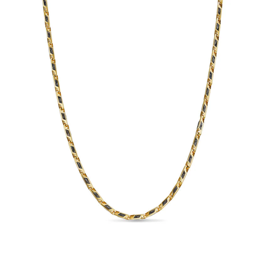 Streamline Faceted Chain Necklace in 18K Yellow Gold with Forged Carbon, 4.3mm, 22"