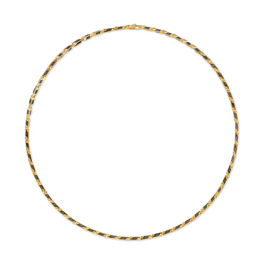Streamline Faceted Chain Necklace in 18K Yellow Gold with Forged Carbon, 4.3mm, 22" - Image 2