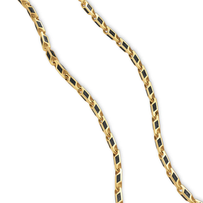 Streamline Faceted Chain Necklace in 18K Yellow Gold with Forged Carbon, 4.3mm, 22" - Image 3