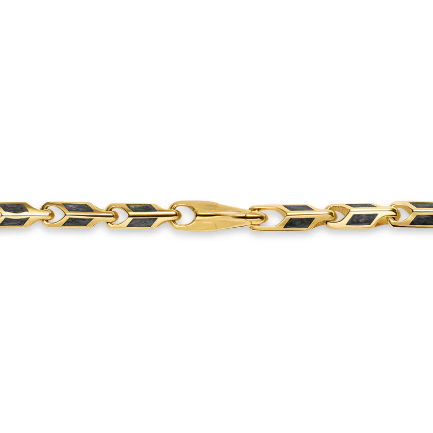 Streamline Faceted Chain Necklace in 18K Yellow Gold with Forged Carbon, 4.3mm, 22" - Image 4