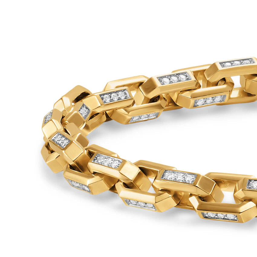 Streamline Link Bracelet in 18K Yellow Gold with Diamonds, 5.5mm, Size Medium - Image 2