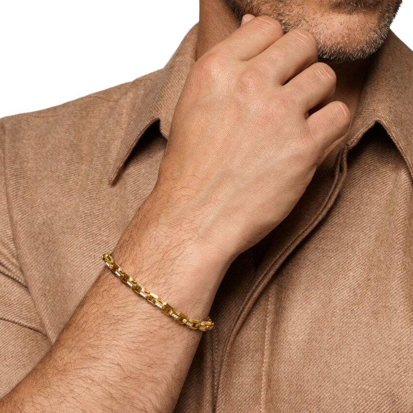 Streamline Link Bracelet in 18K Yellow Gold with Diamonds, 5.5mm, Size Medium - Image 3