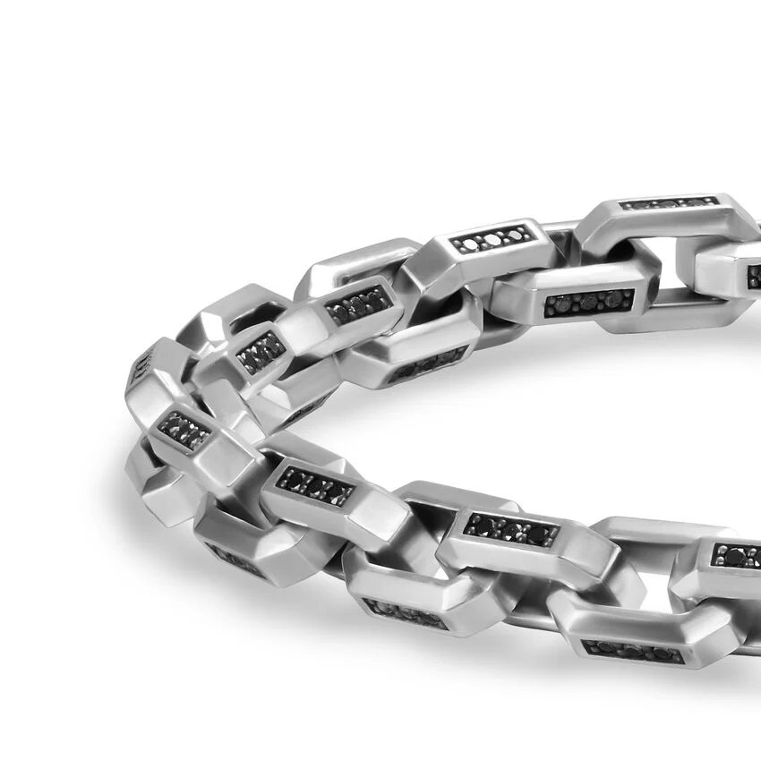 Streamline Link Bracelet in Sterling Silver with Black Diamonds, 5.5mm, Size Medium - Image 2