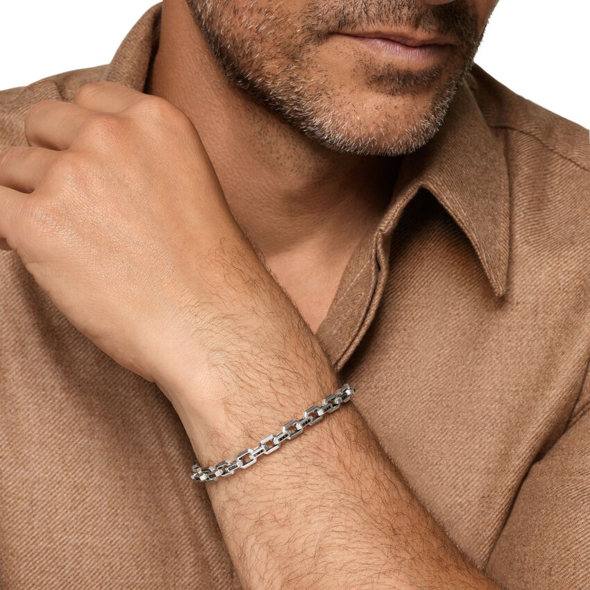 Streamline Link Bracelet in Sterling Silver with Black Diamonds, 5.5mm, Size Medium - Image 3