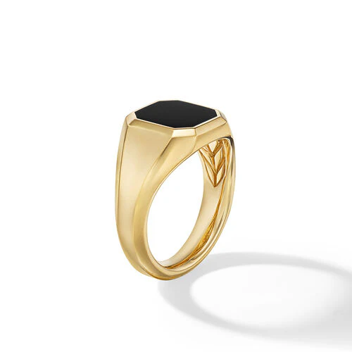 Streamline Signet Ring in 18K Yellow Gold with Black Onyx, Size 10 - Image 2