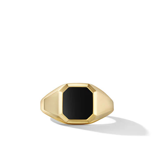Streamline Signet Ring in 18K Yellow Gold with Black Onyx, Size 10 - Image 3