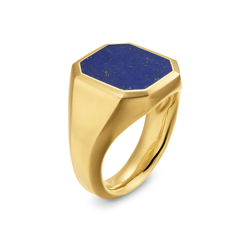 Streamline Signet Ring in 18K Yellow Gold with Lapis, 18mm, Size 10 - Image 2