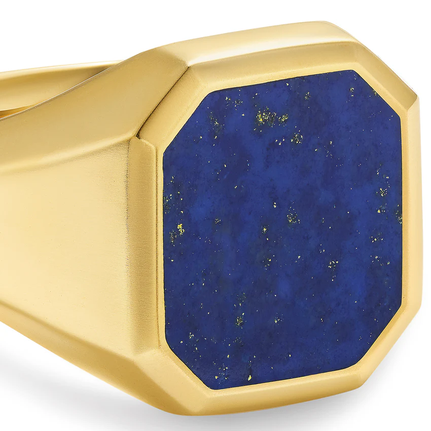 Streamline Signet Ring in 18K Yellow Gold with Lapis, 18mm, Size 10 - Image 3