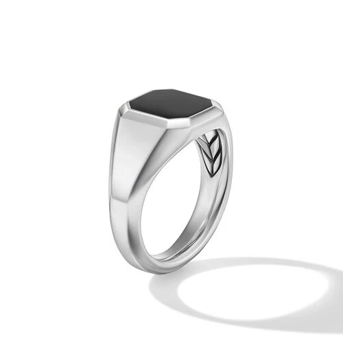 Streamline Signet Ring in Sterling Silver with Black Onyx, Size 11 - Image 2