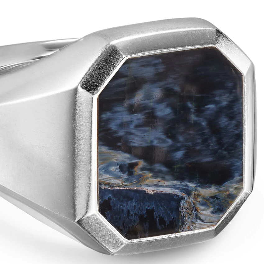 Streamline Signet Ring in Sterling Silver with Pietersite, 18mm, Size 10 - Image 2