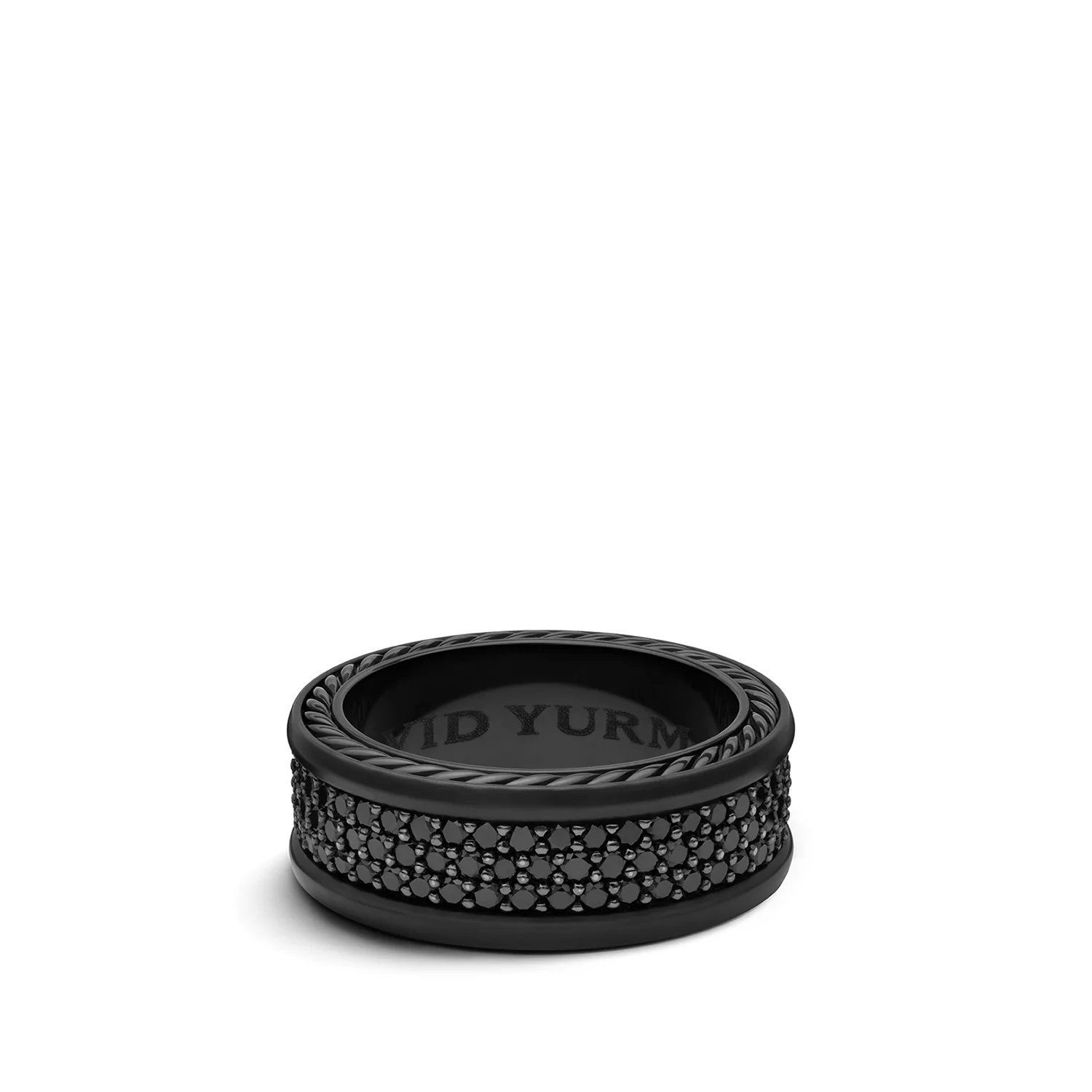 StreamlineĀ® Three-Row Band Ring with Black Diamonds and Black Titanium, Size 13