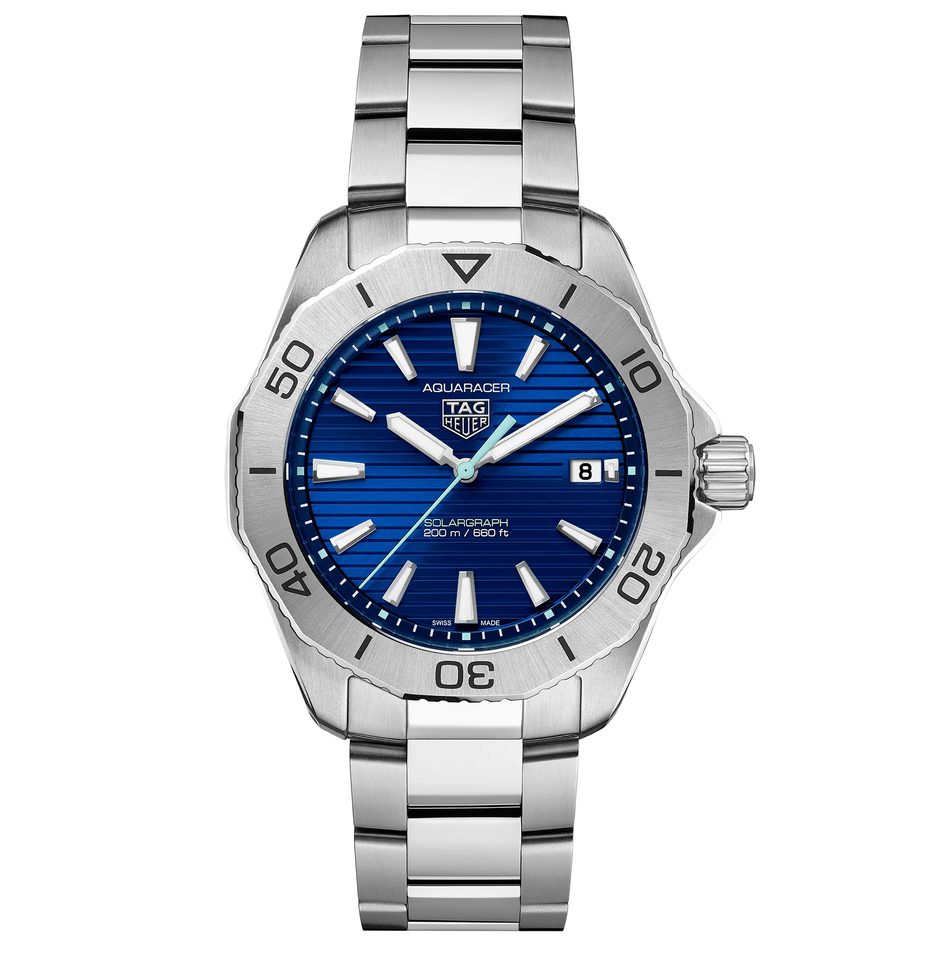 TAG Heuer Aquaracer Professional 200 Solargraph Watch with a Blue Dial