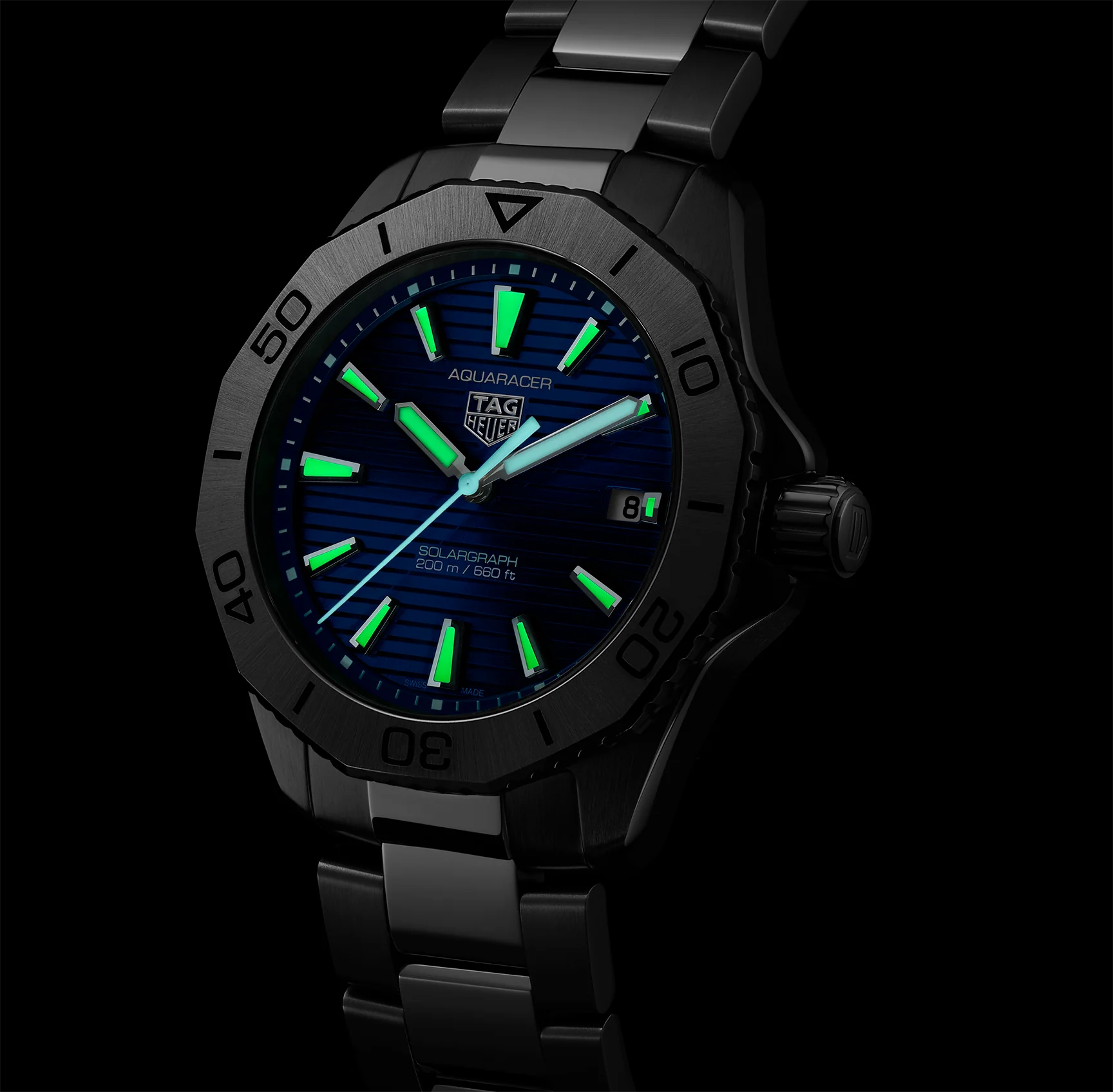 TAG Heuer Aquaracer Professional 200 Solargraph Watch with a Blue Dial - Image 8