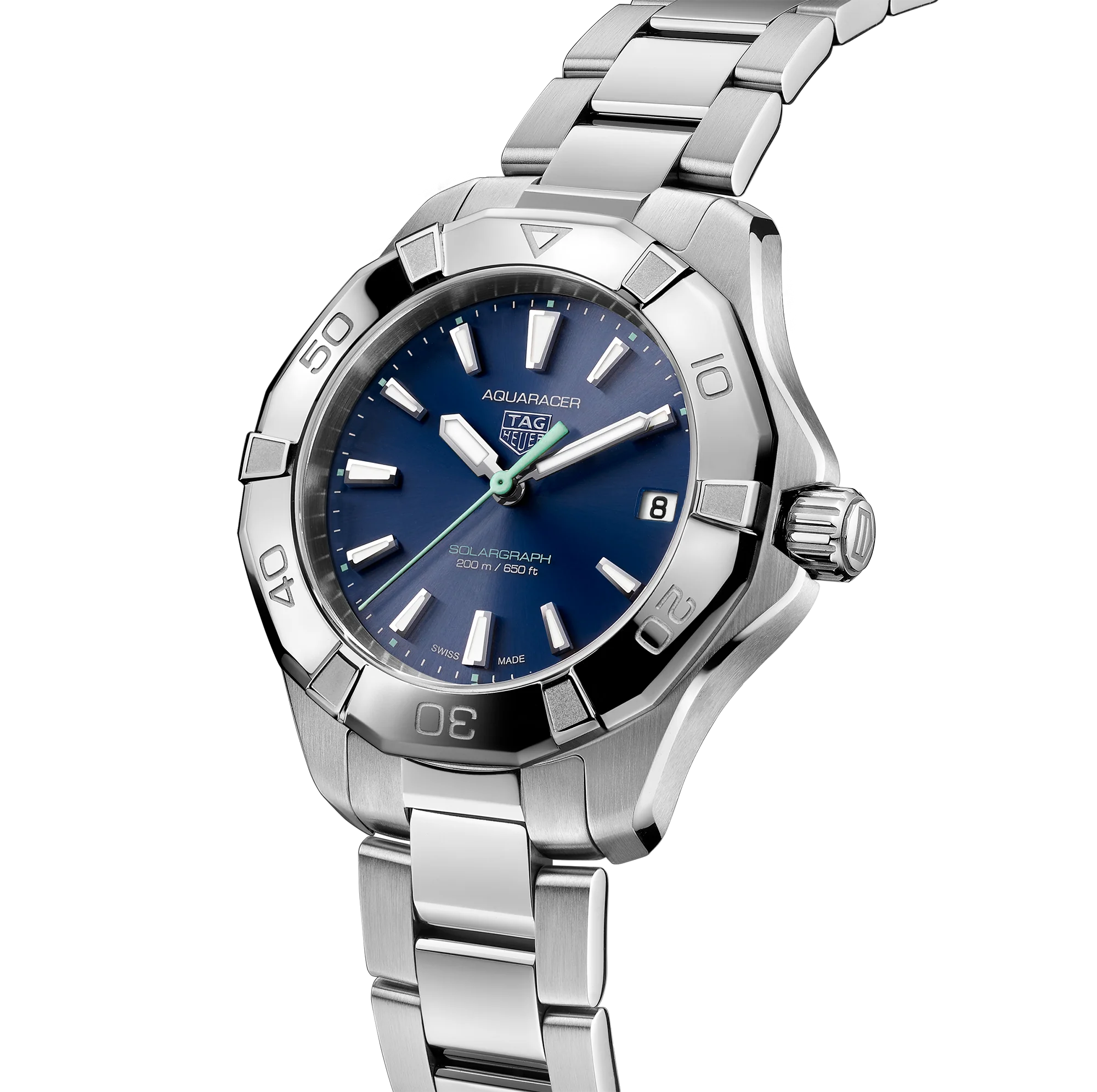 TAG Heuer Aquaracer Professional 200 Solargraph Watch with Blue Sunray Brushed Dial - Image 2